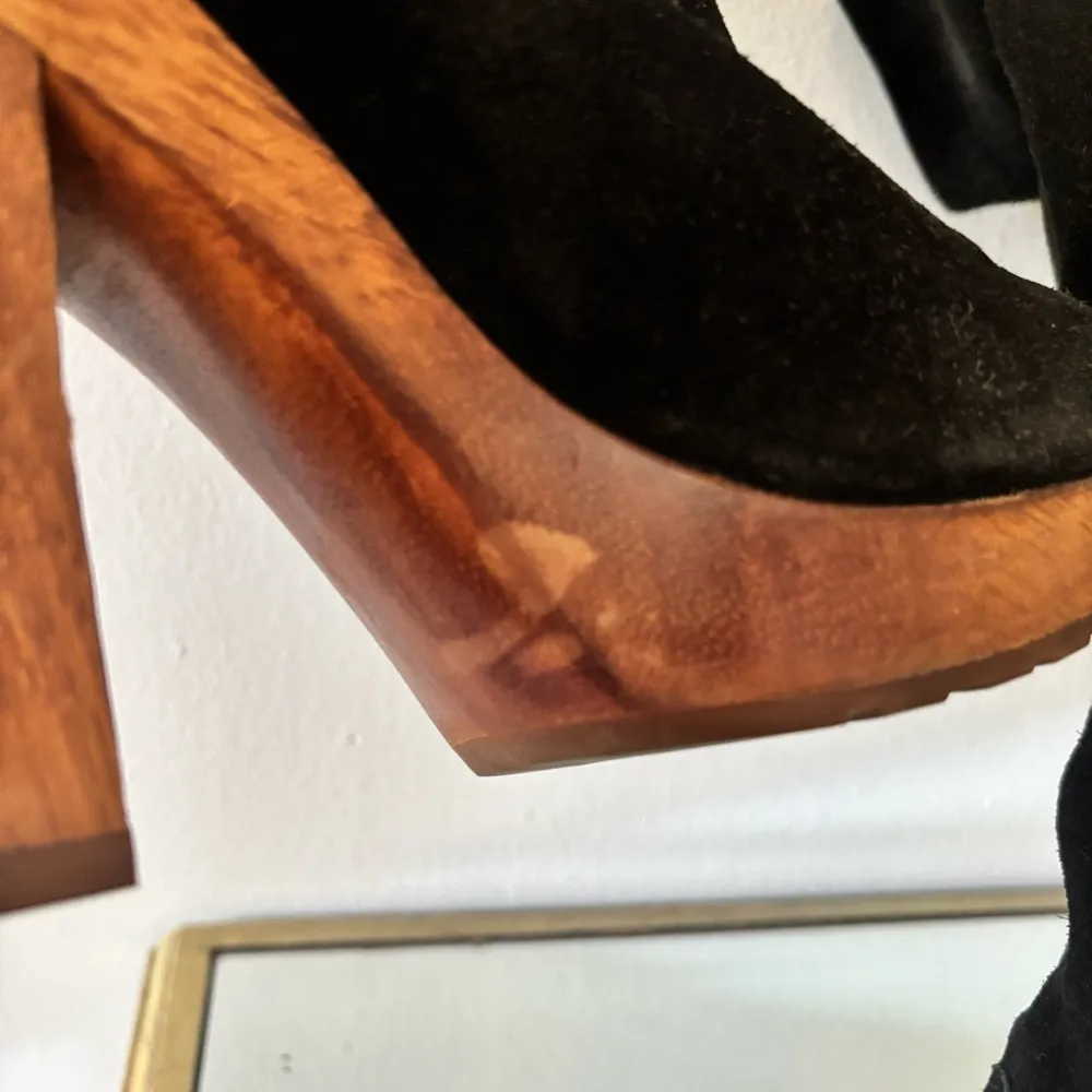 Michael Kors Tall Suede Sz 8.5 Platform Wooden Heel Women's Boots - Image 12