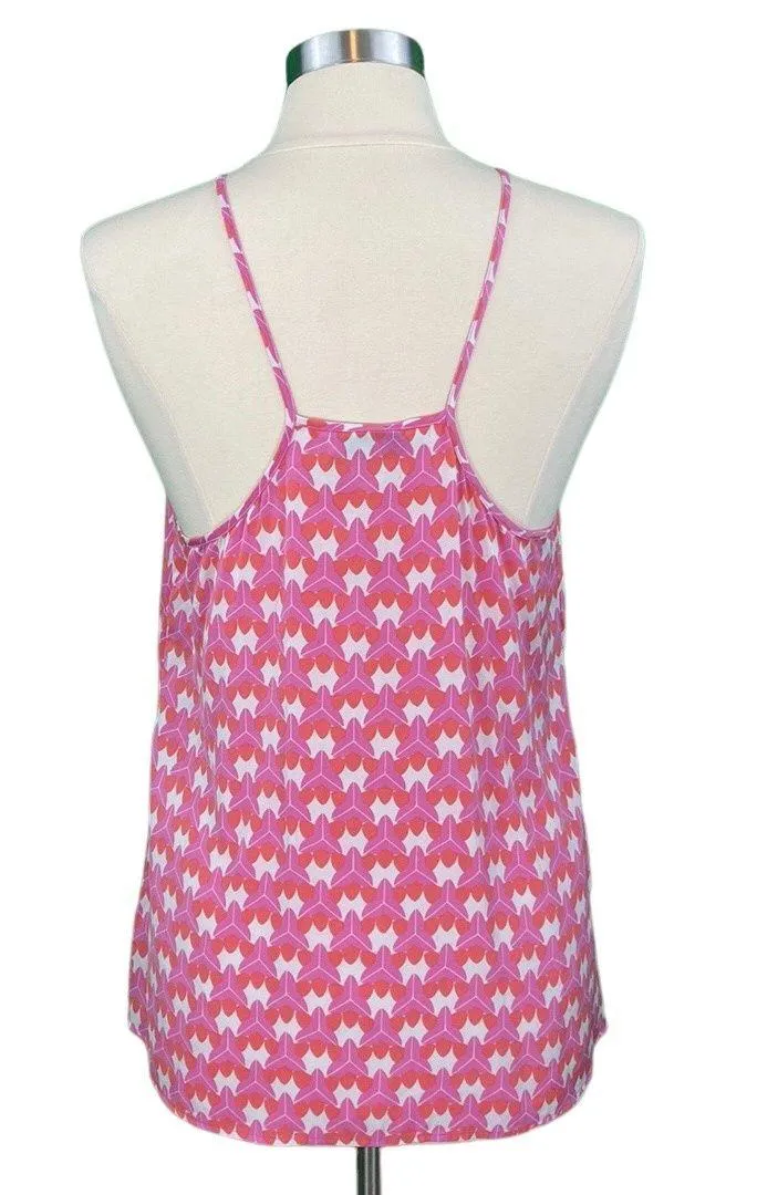 Milly Silk Blend Abstract Print Strappy Tank Top - Image 9