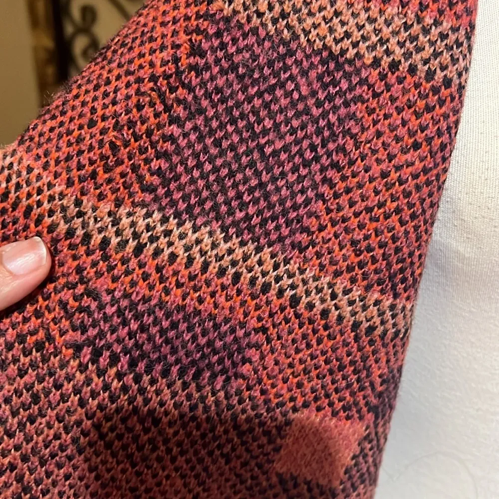 Sweater Womens orange Plaid Cardigan Long Sleeve Wool Blend XL - Image 5