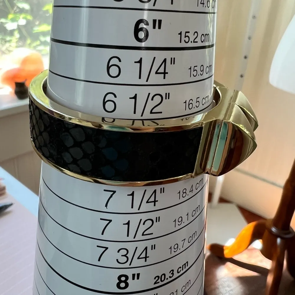 COUTURE Michael Kors Bracelet Women's Python Embossed Black Leather Gold Tone - Image 5