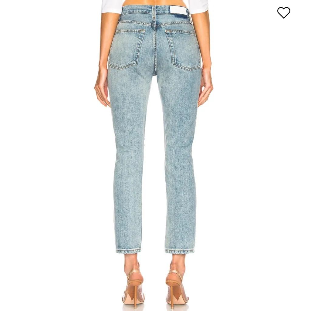 🌟RE/DONE🌟ORIGINALS HIGH RISE STRAIGHT LEG DISTRESSED JEANS LIGHT WASH SZ 24 - Image 2