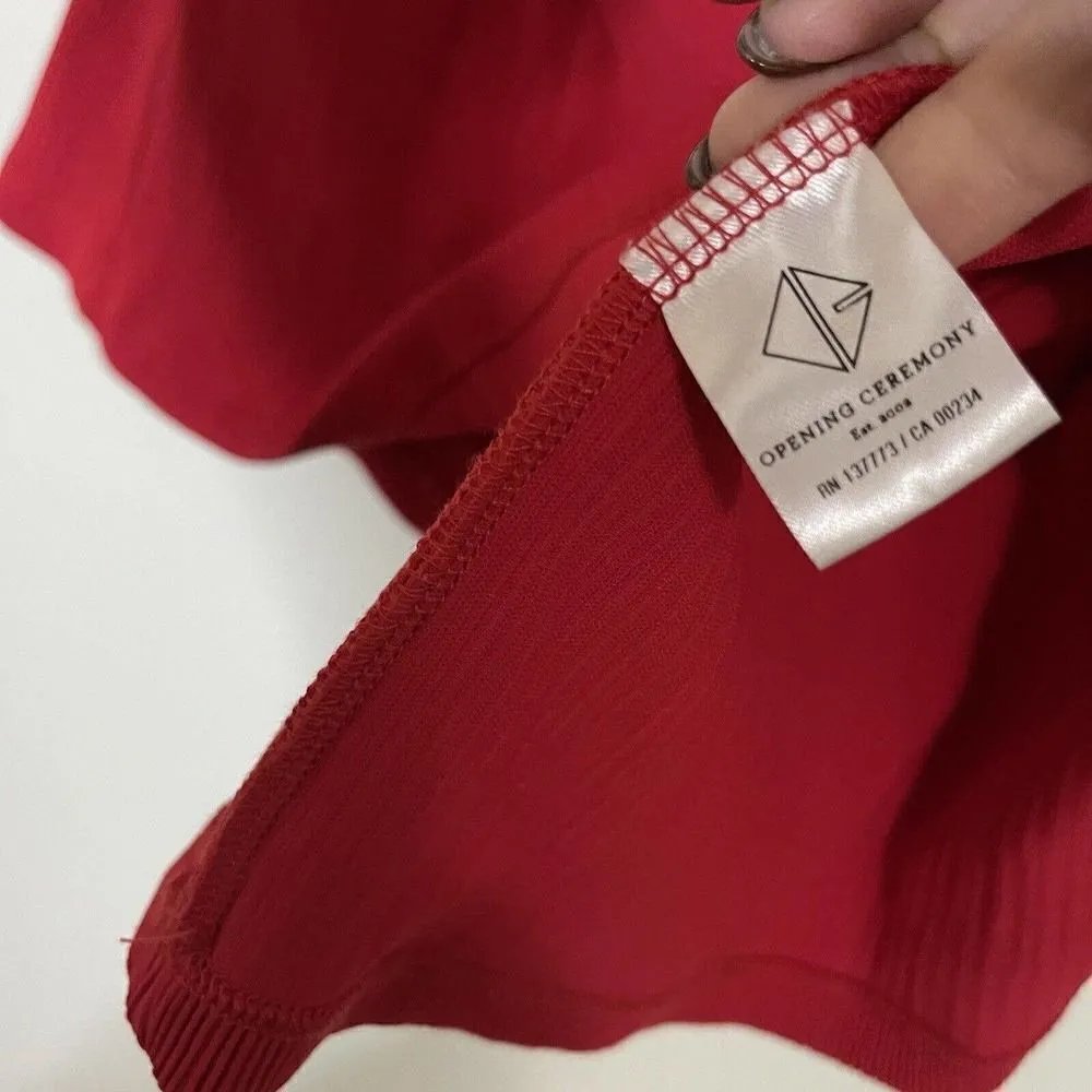 OPENING CEREMONY red ribbed pleated flare mini dress size XS - Image 3