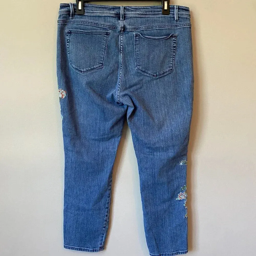J. Jill Womens Size 10 Tall Authentic Fit Embroidered Floral Cropped Denim Jeans - Image 11