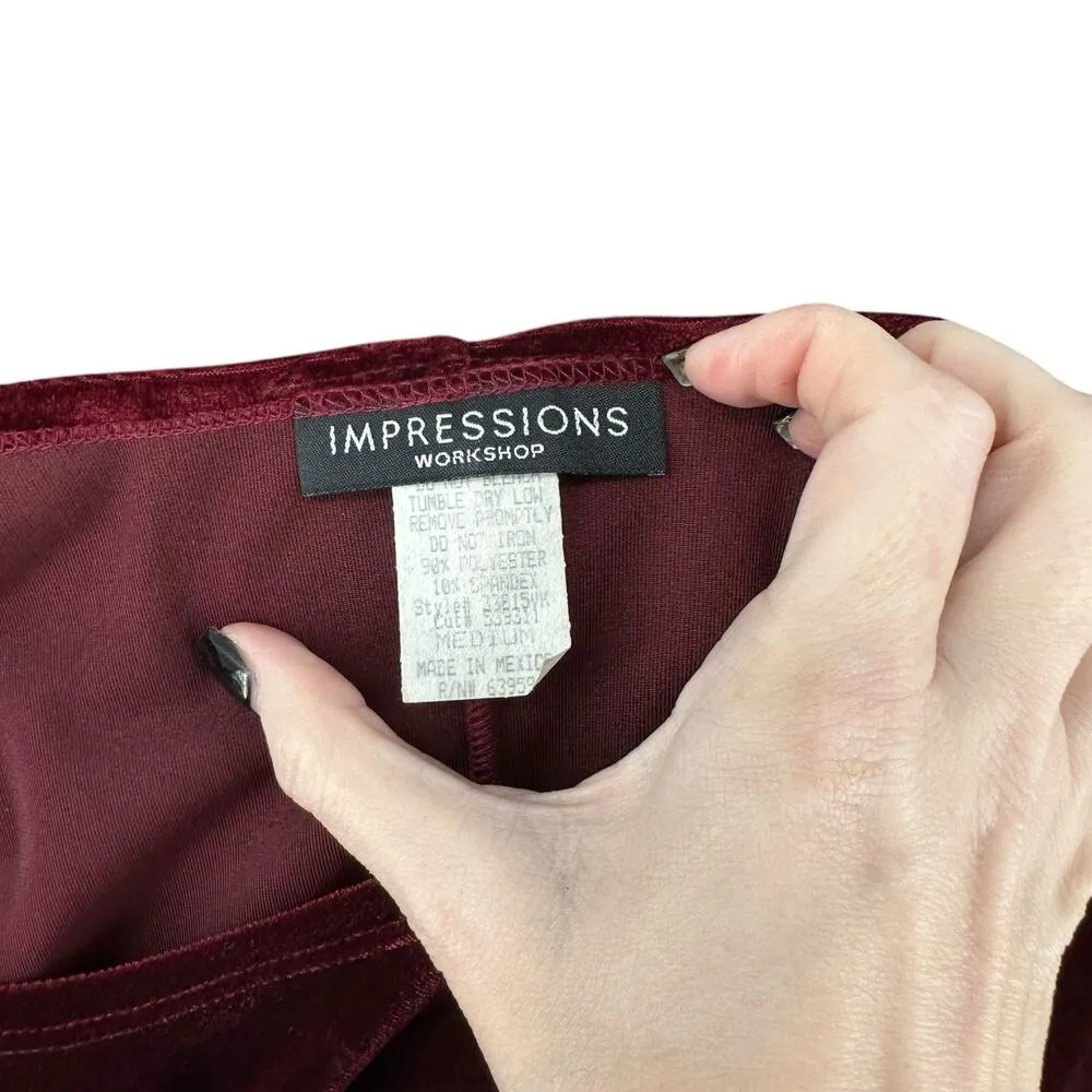 Vintage Burgundy Red Merlot Velvet Y2K Shirt Dress Medium Goth Retro Romantic - Image 7