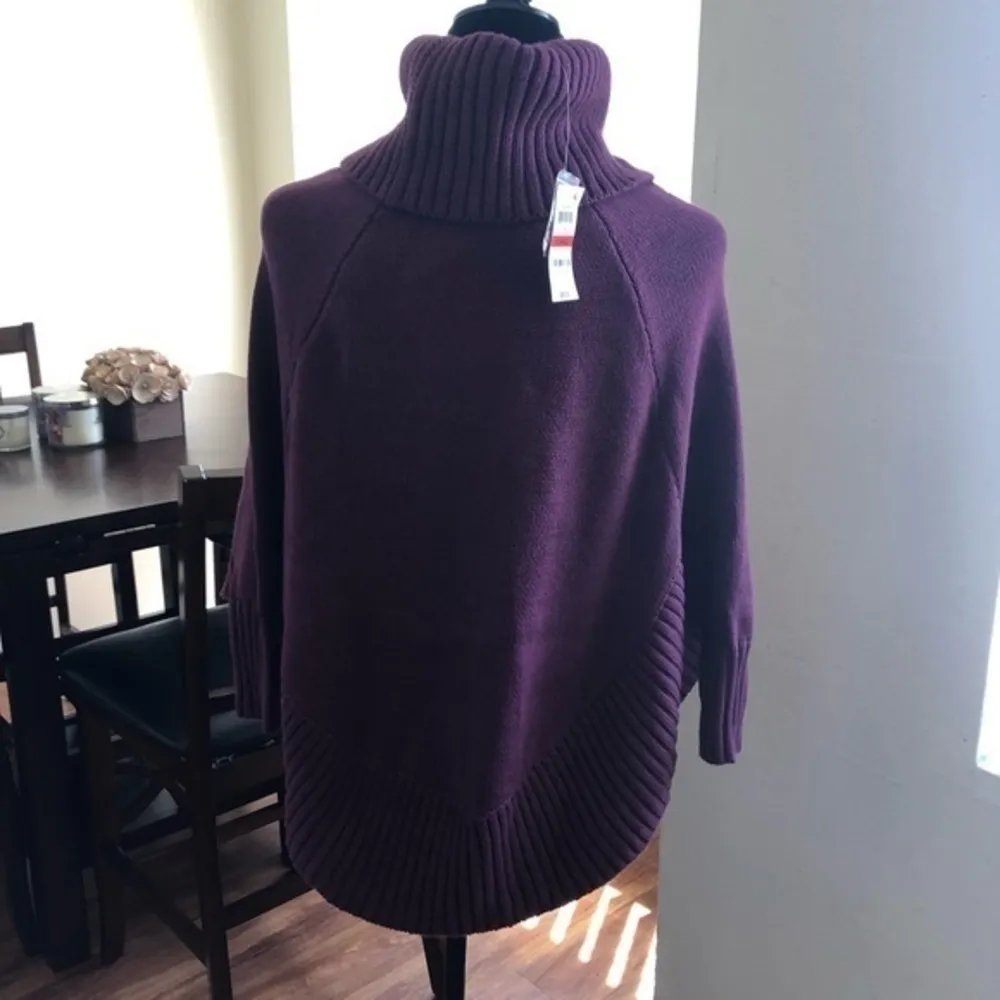 Maison Jules Womens Cable Knit Turtleneck Poncho - Image 4