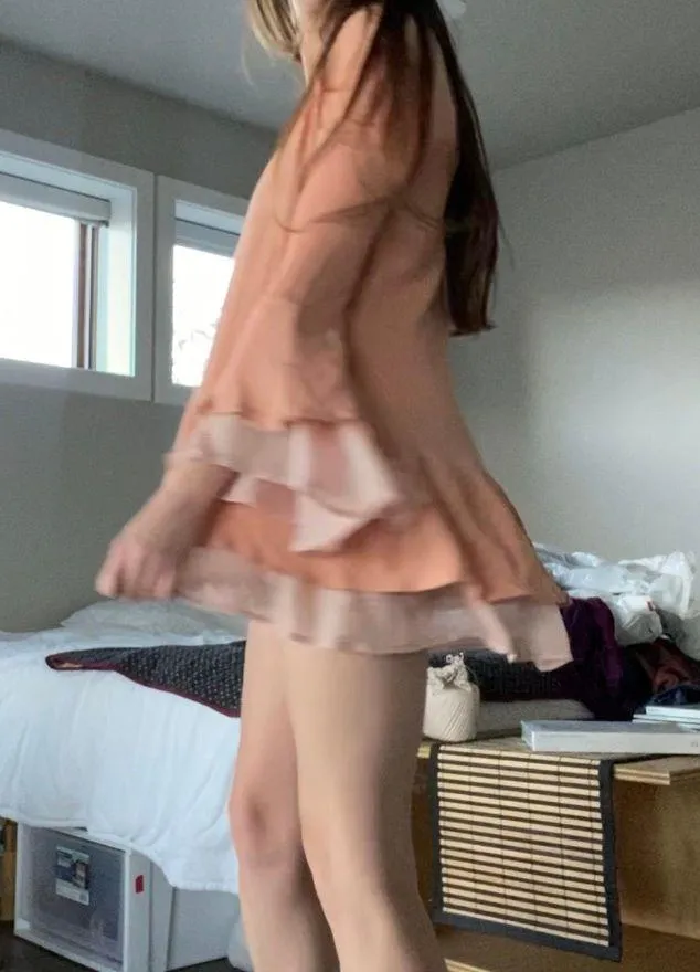 Peach Boho Mini Dress With Long Sleeves Pink - Image 4