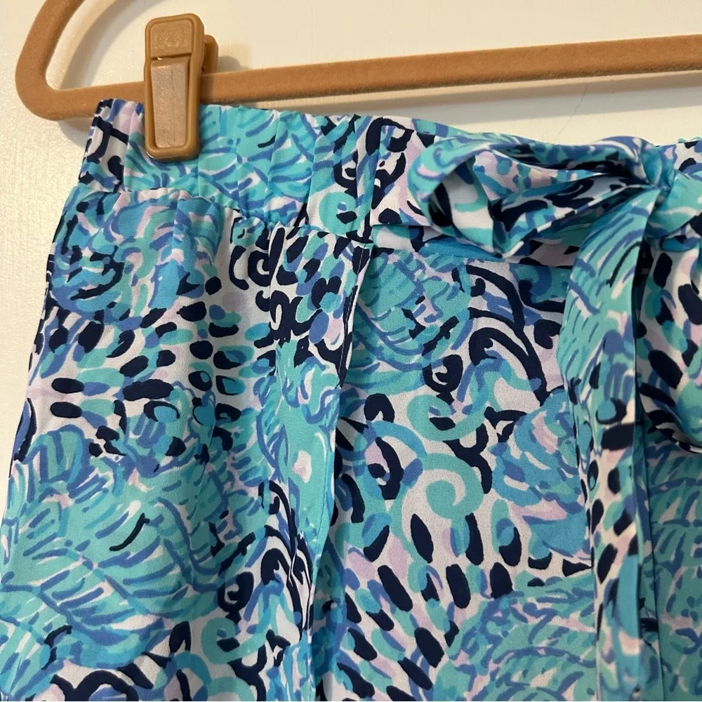 Lilly Pulitzer Mylee Tie Front Shorts Light Aqua Spritz Womens 4 Blue - Image 3