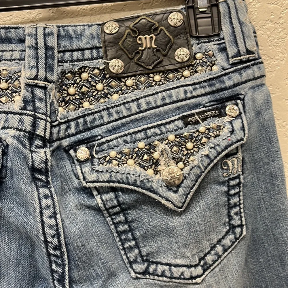Miss Me Low Rise Bling Pocket Boot Cut Jeans 28 Y2K - Image 3