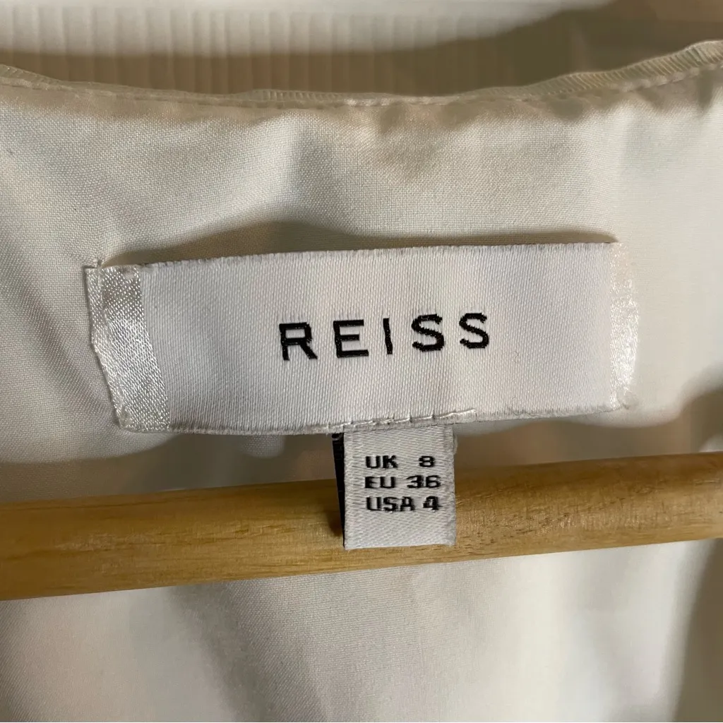 Reiss White & Blue Mini Dress With Side Zipper Size 4 cutout design chic - Image 2