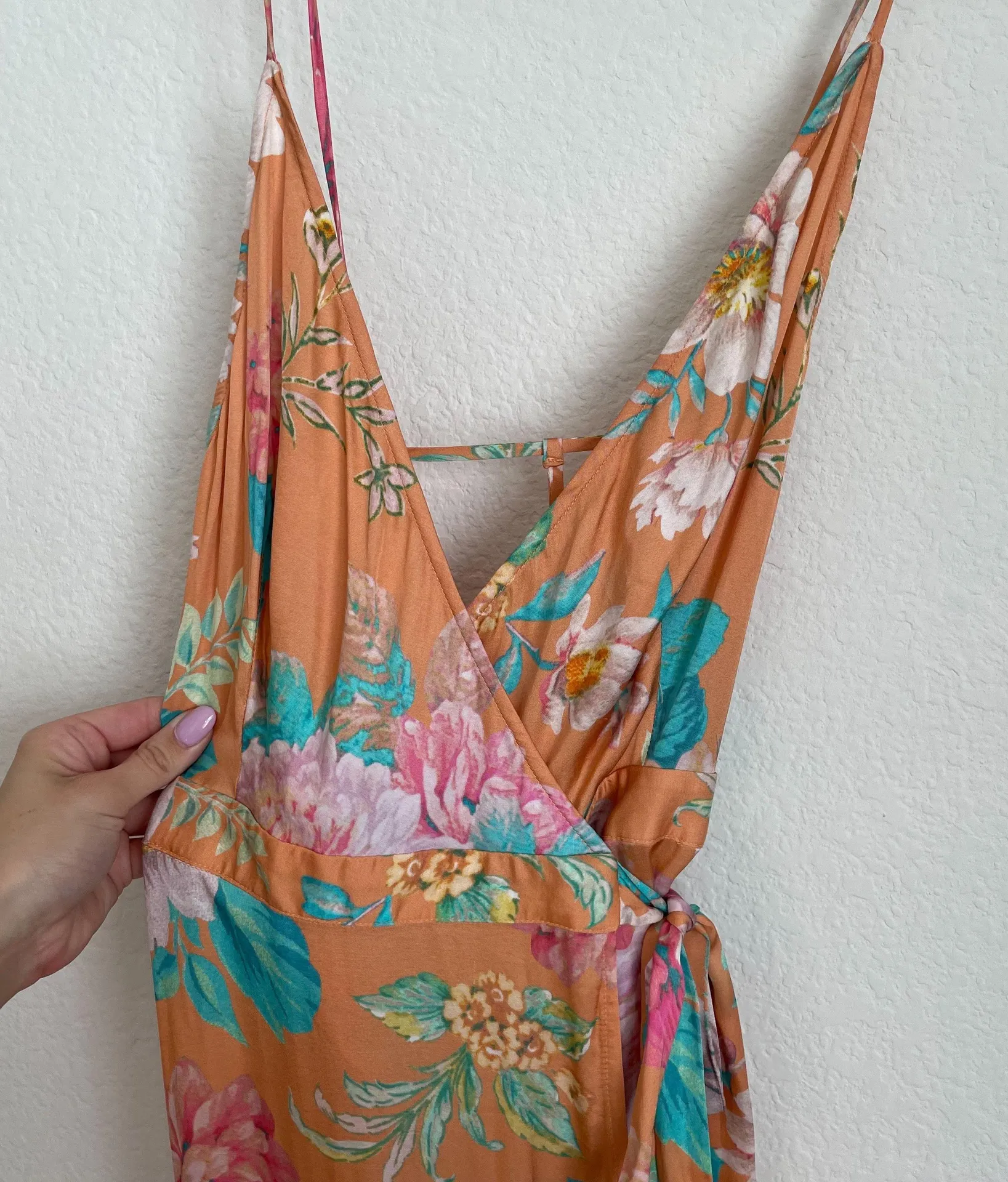 Cubano Floral Wrap Satin Maxi Dress - Image 8