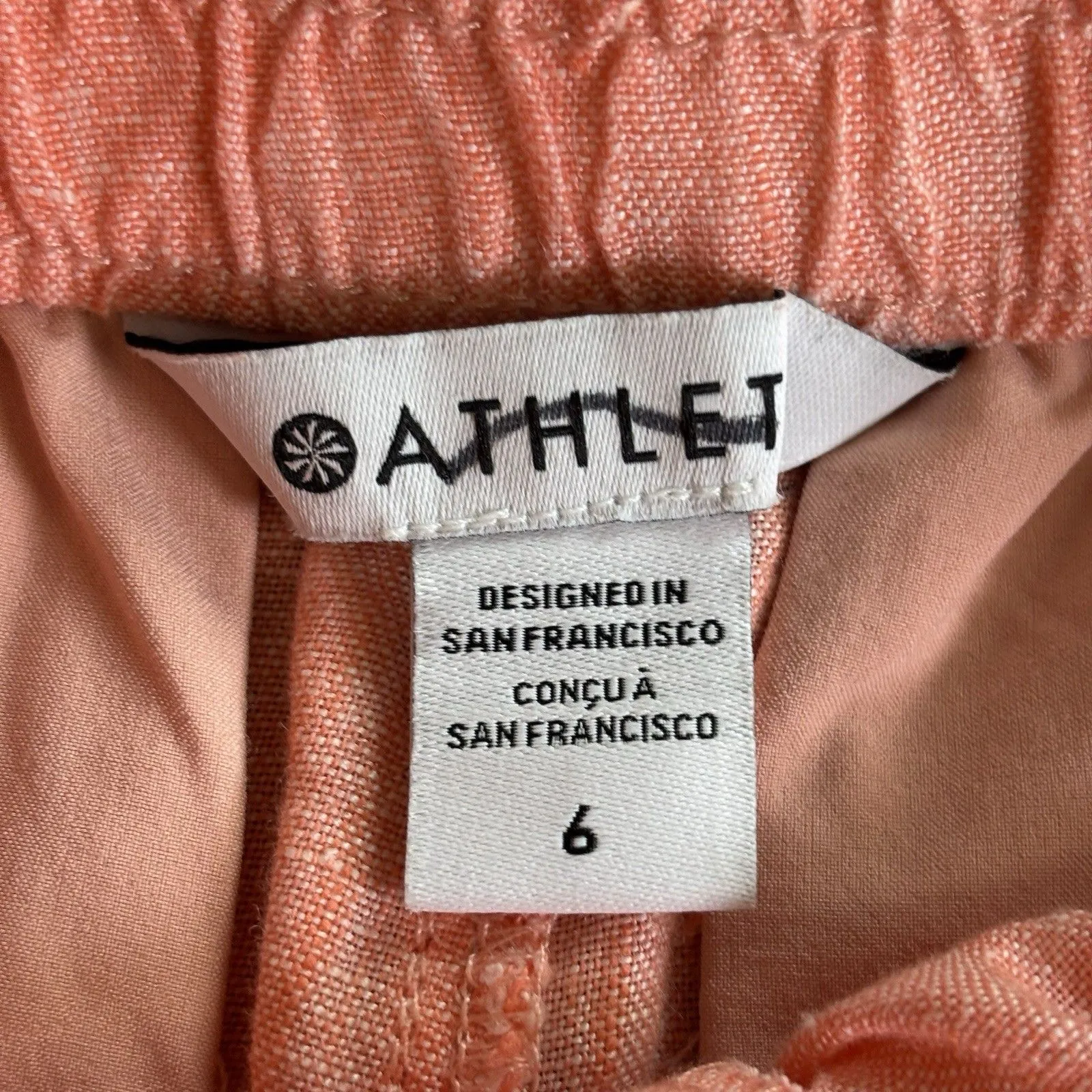 NEW Athleta Retreat Linen Pant Size 6 Soft Coral Sunset Jogger Pockets - Image 5