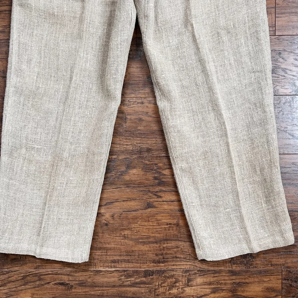 vintage • 90s Harve Benard pants jute burlap paper bag waist tie straight leg - Image 6