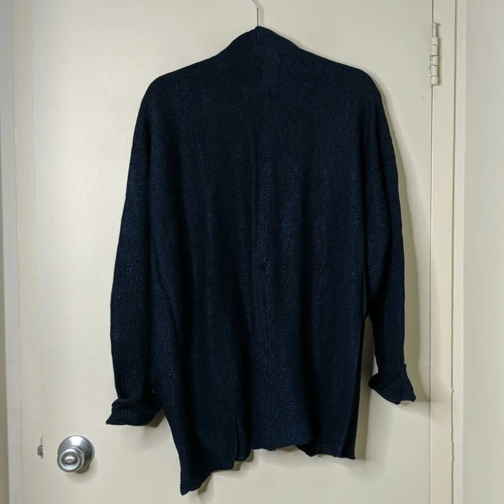 RDI Knit Open Front Cardigan Blue Cotton Acrylic Long Sleeves 3X New - Image 3