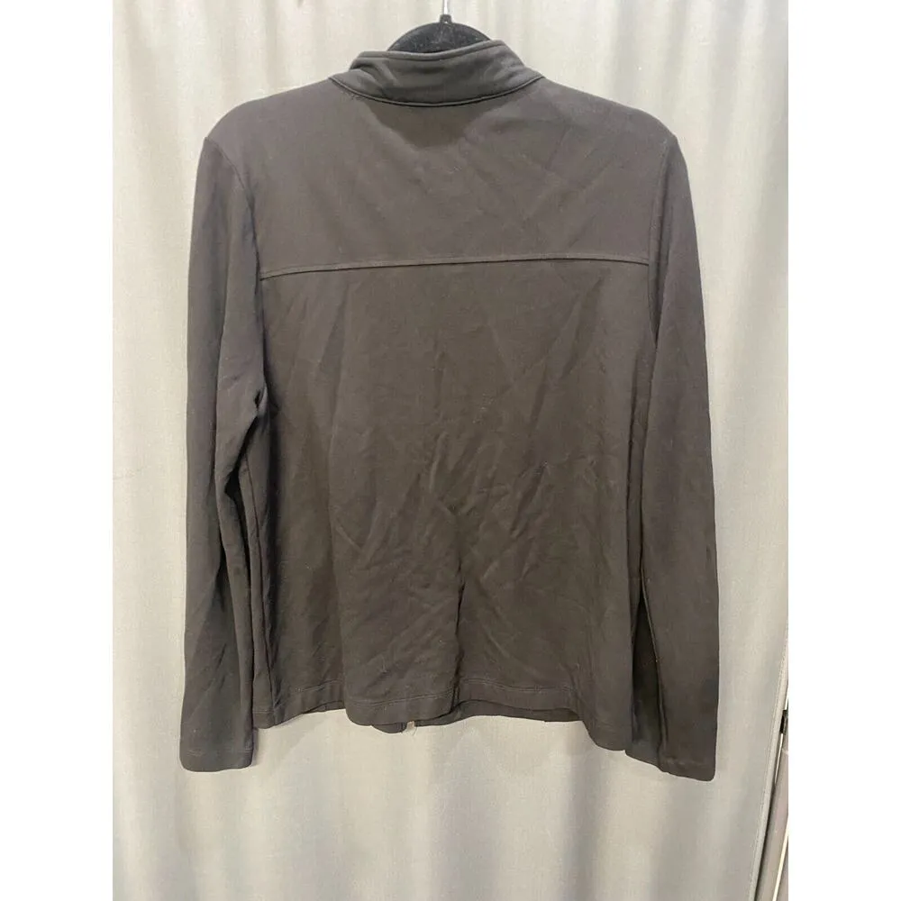 Peck & Peck Basic Jacket Women's Large Black Long Sleeve Full Zip Rayon A01 - Image 2