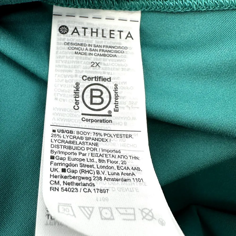 Athleta Salutation Stash 7/8 Tight Leggings UPF 50+ Powervita Emerald Green 2X - Image 4