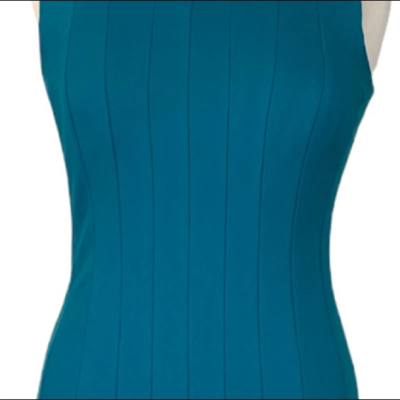 Lands’ End Teal Green/Blue Seamed Sleeveless Fit Flare Ponte Dress Size 14 - Image 9