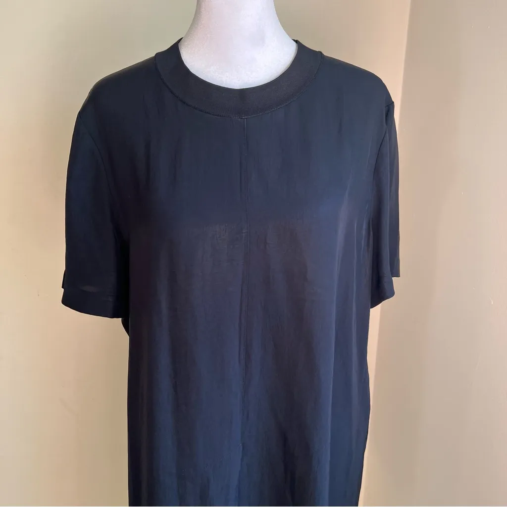 Rag & Bone Black Viscose & Nylon Blend Short Sleeve Crew Neck Dress sz L - Image 13
