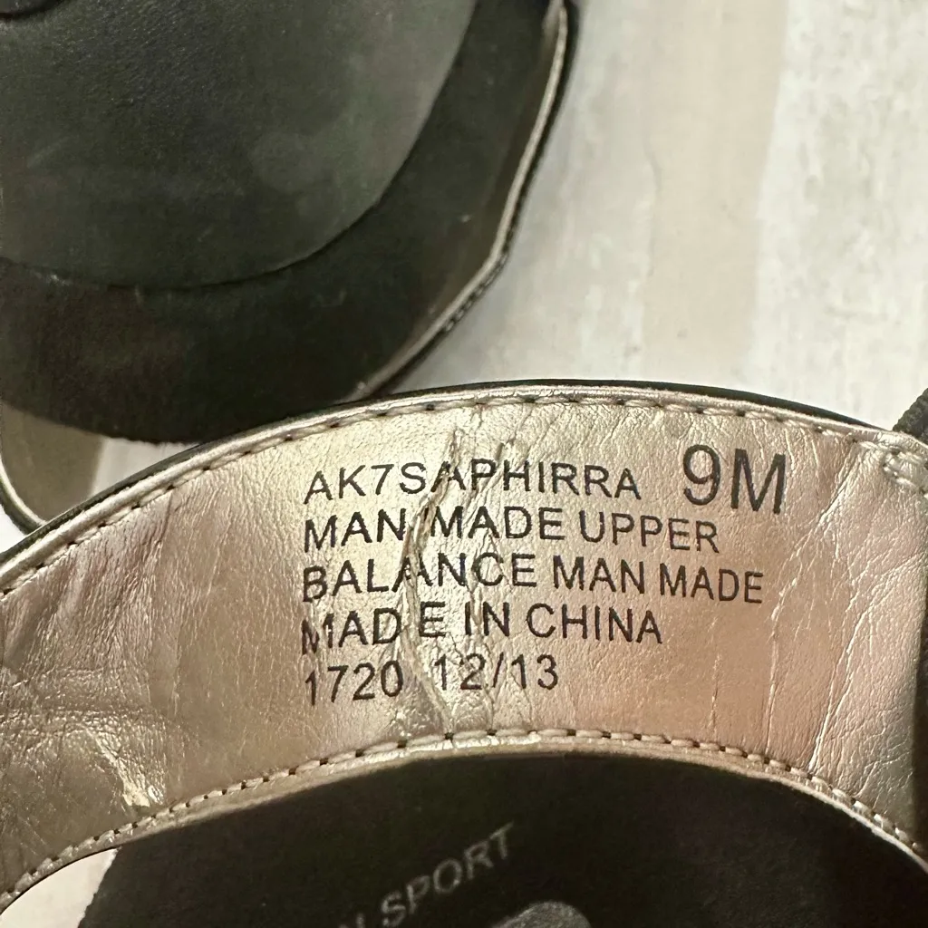 Anne Klein Sport Black Patent Strappy Sandals Wedge Heels Shoes Summer Vacation - Image 8