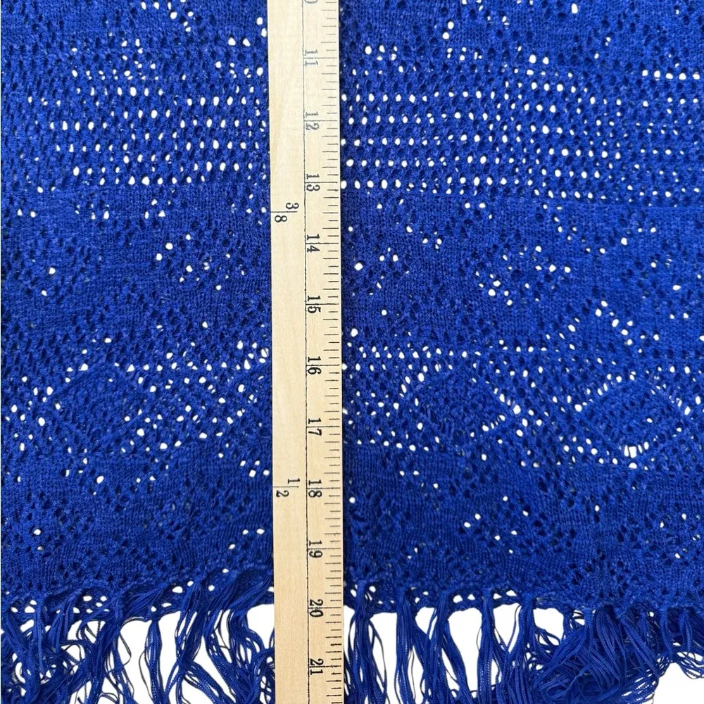 Chicos Blue Coverup Tunic Embroidered Boho Hippie Fringe Festival Size 0 (XS) - Image 7