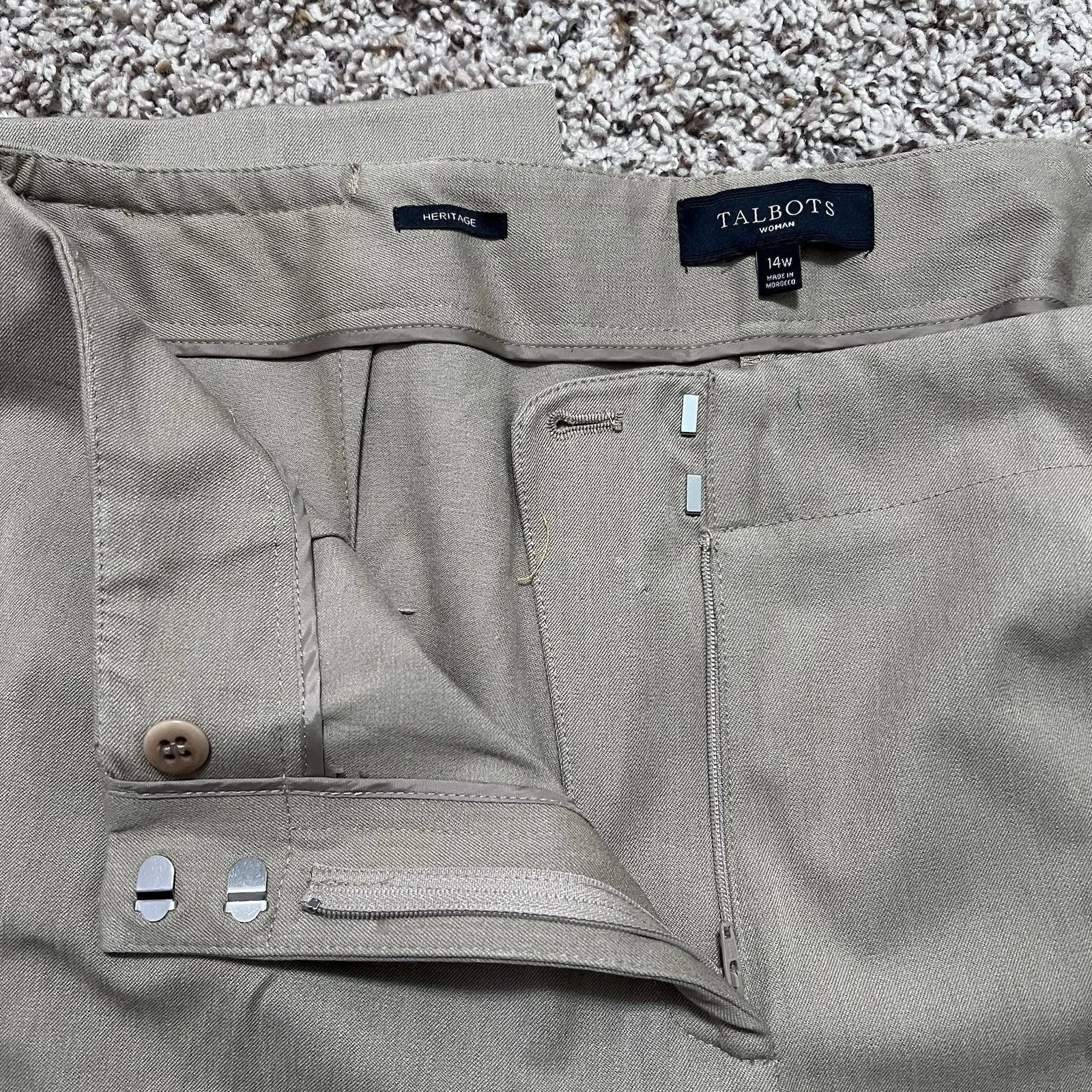 Talbots Women's Heritage Dress Pants Khaki, Straight Leg, Size 14W - Image 3