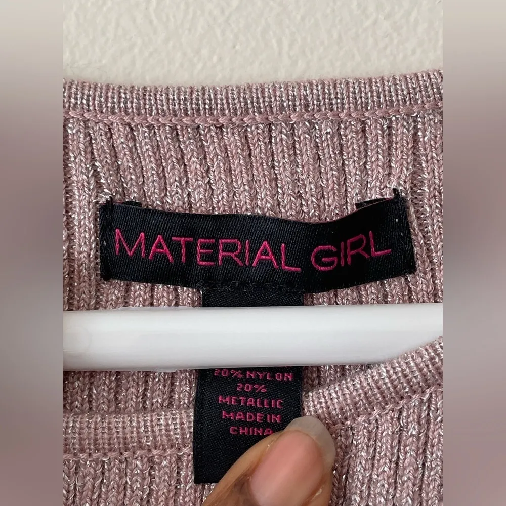 Material Girl Lurex Rose Metallic Bell Sleeved Ribbed Sweater Dress Juniors Sz M - Image 3