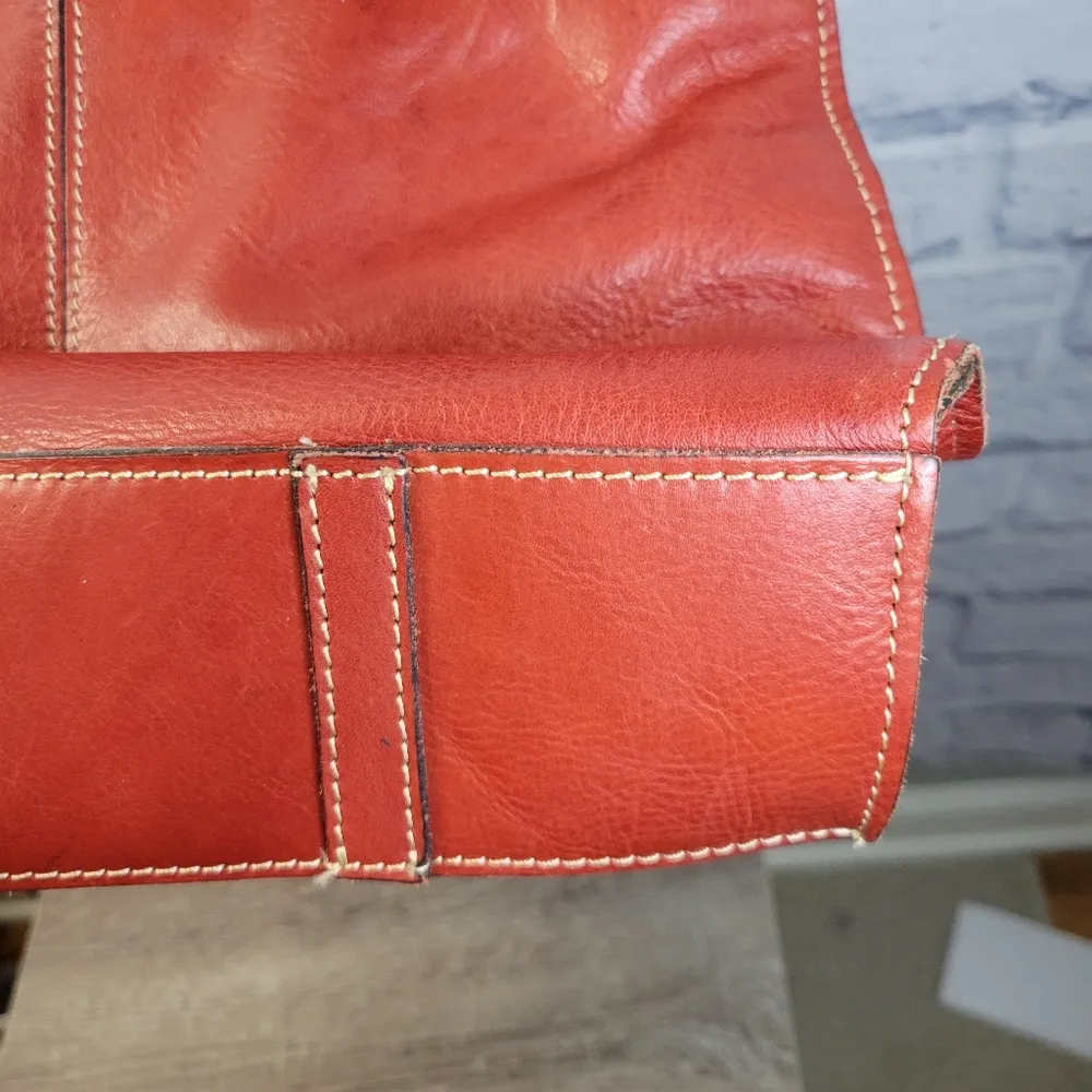 PATRICIA NASH VIENNA SATCHEL Burnt Coral Leather Tote Shoulder Bag - Image 6