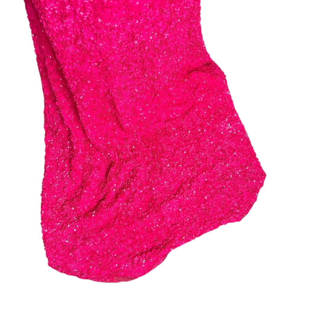 Sherri Hill Hot Pink Sequins Formal Gown One-Shoulder (Style 54330) - Image 10