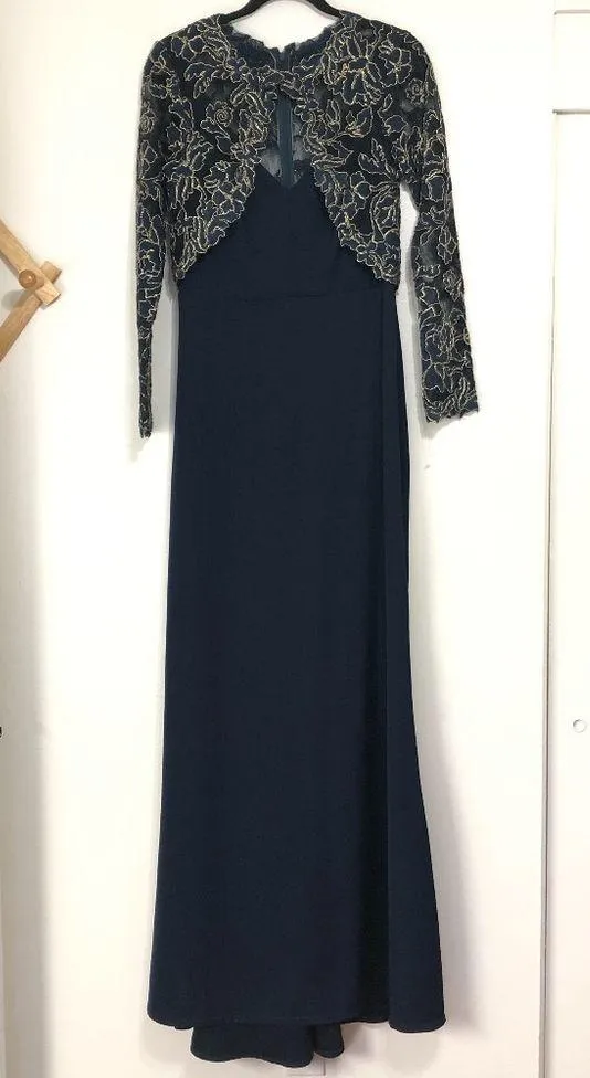 Tadashi Shoji Darya Embroidered Crepe Lace Gown - Image 3