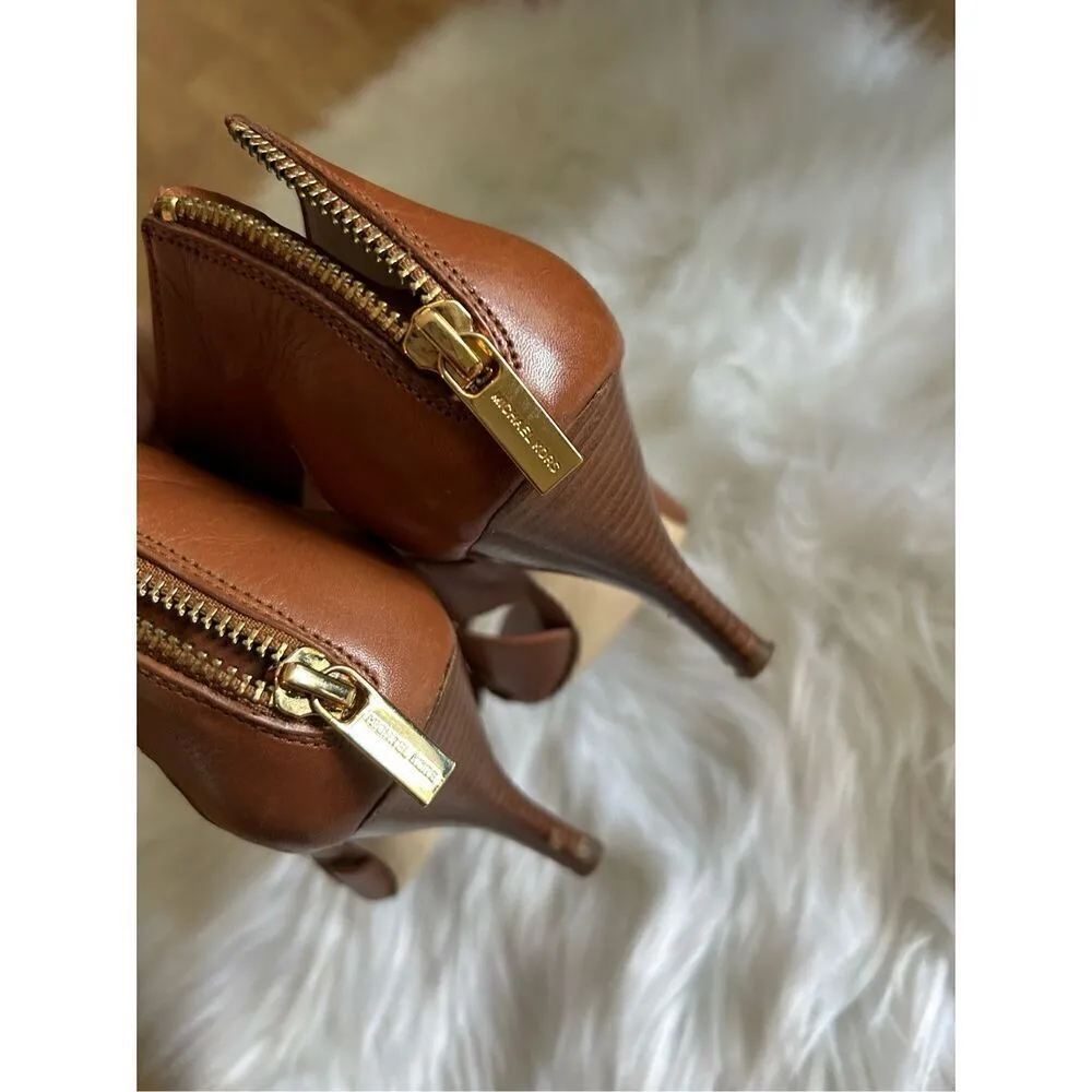 Michael kors brown leather strapped heels size 8.5 - Image 8