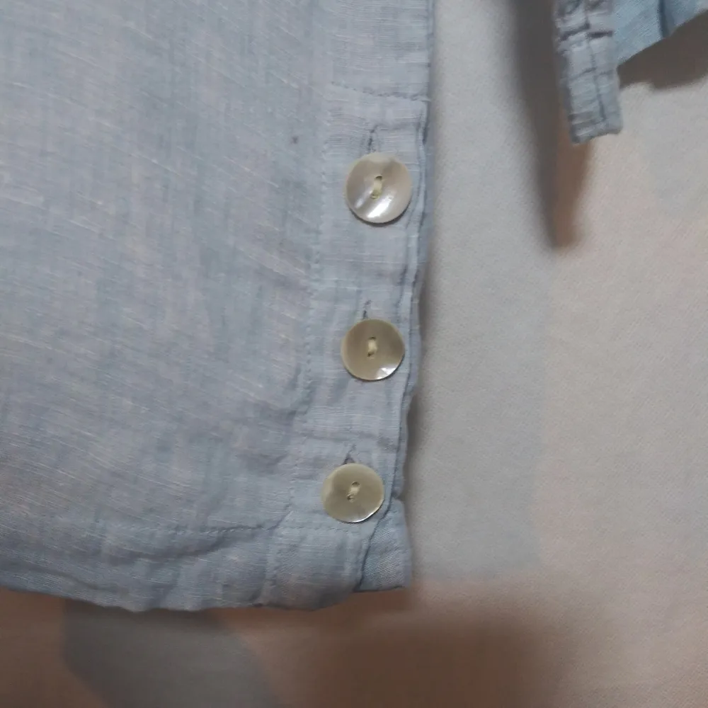 Tahari Light Blue Linen Women's Tunic Top  3/4 Sleeves Beach Natural Size M - Image 6