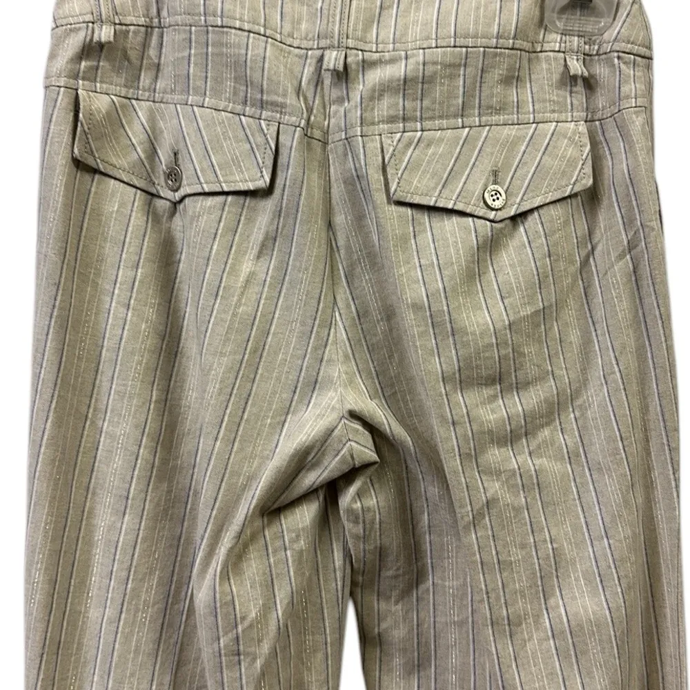 Mind Bridge Striped Patch Pocket Wide Leg Imported Trousers Pants 55 US Size 4 Blue - Image 6