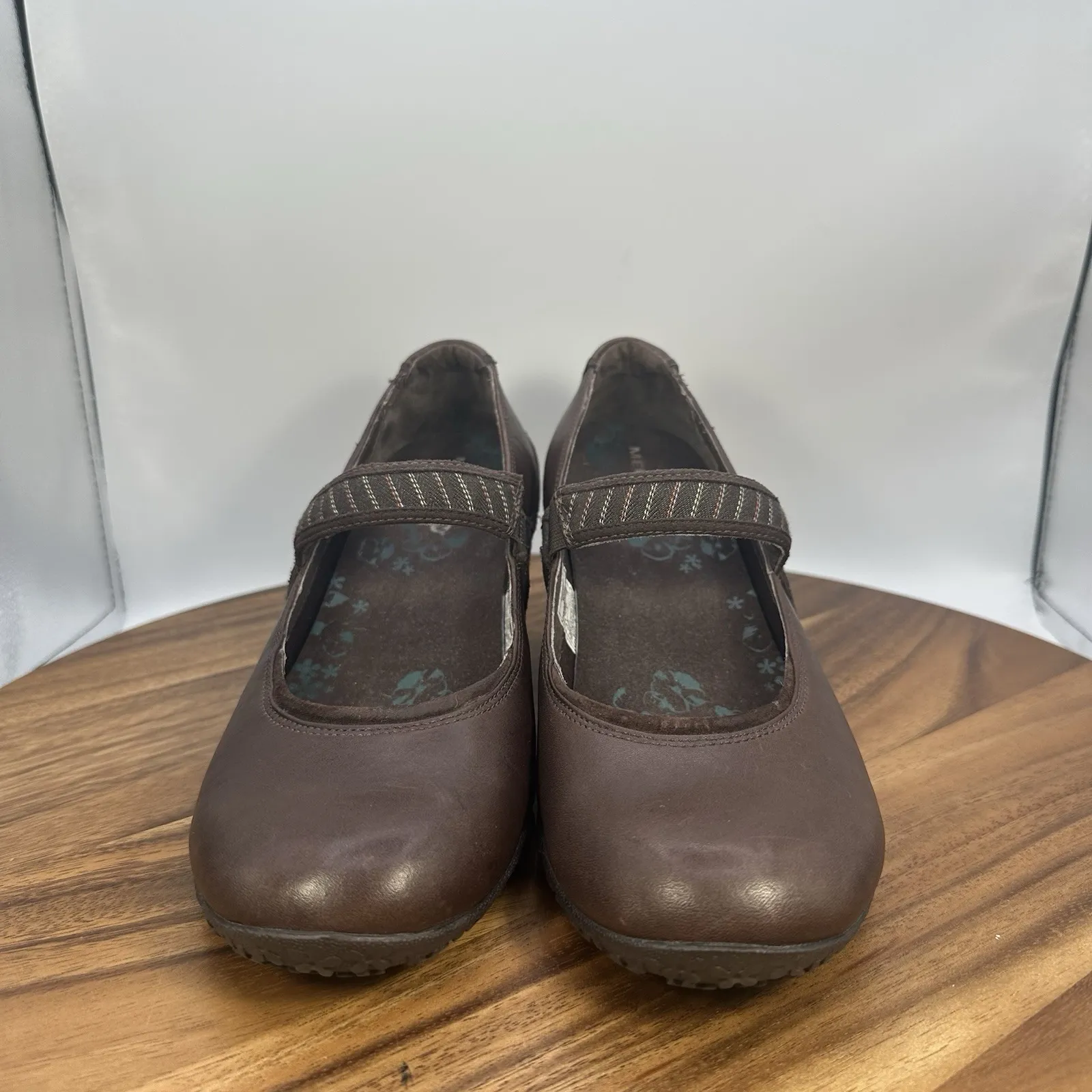 Merrell Poppy Roast Mary Jane Wedge Heels Brown Leather Y2K Retro Women 8.5 - Image 4