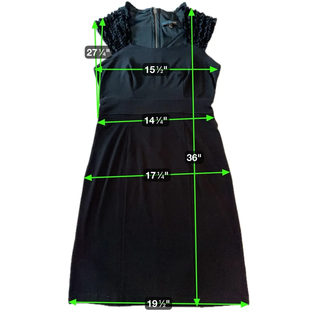 Saint Tropez West Black Ruffle Sleeve Sheath Size 8 Minimalist Quiet Luxury LBD - Image 15