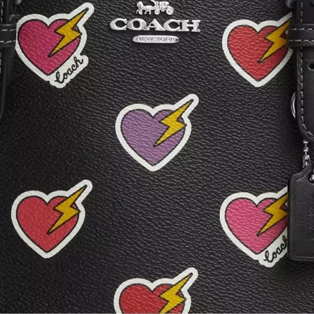🔥🎁NWT! Coach Mollie Tote Bag 25 Heart Bolt Print Msrp: $378.00 - Image 5