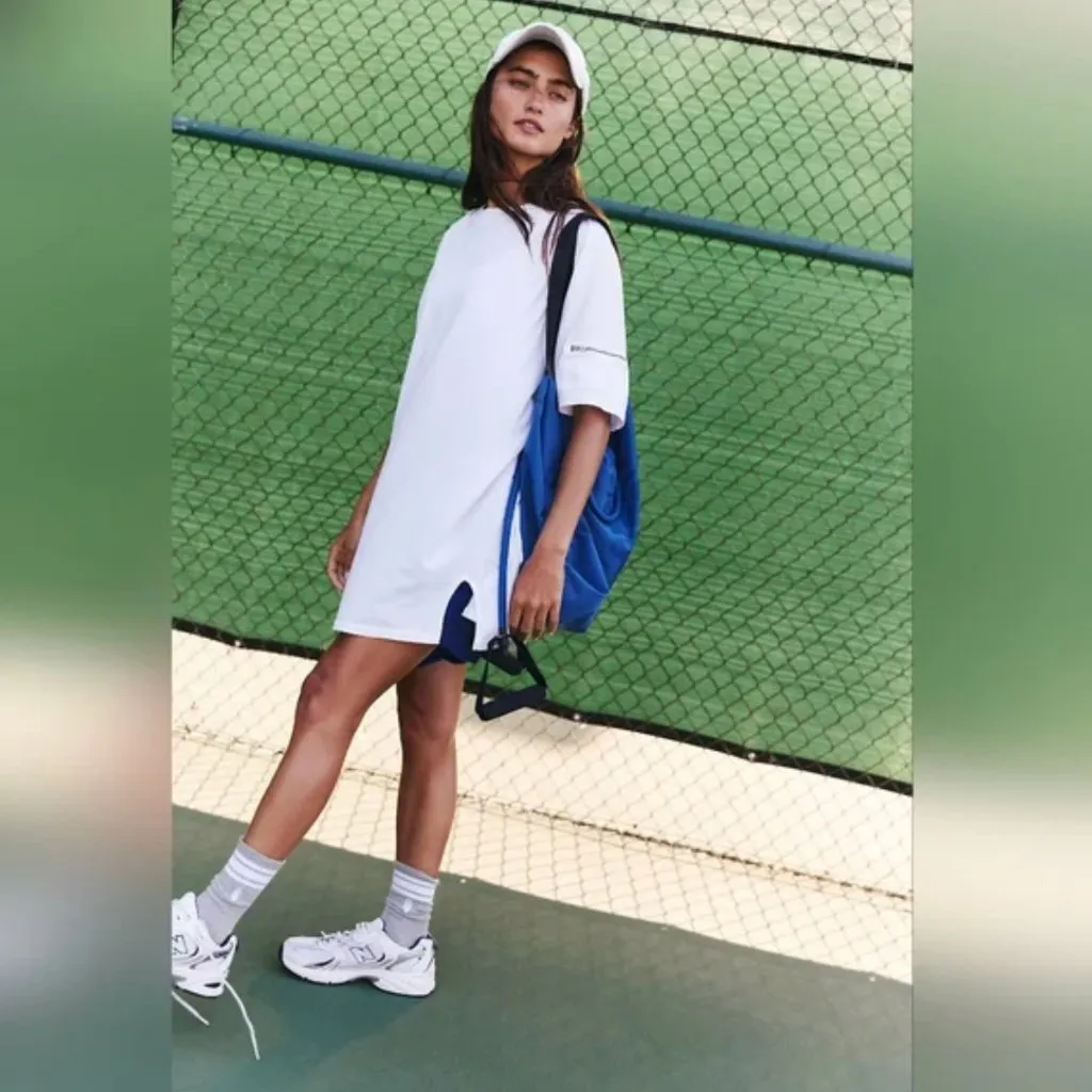 NWOT Free People FP Movement Hot Shot Tunic Tee In White XS 🌙 Silver - Image 3