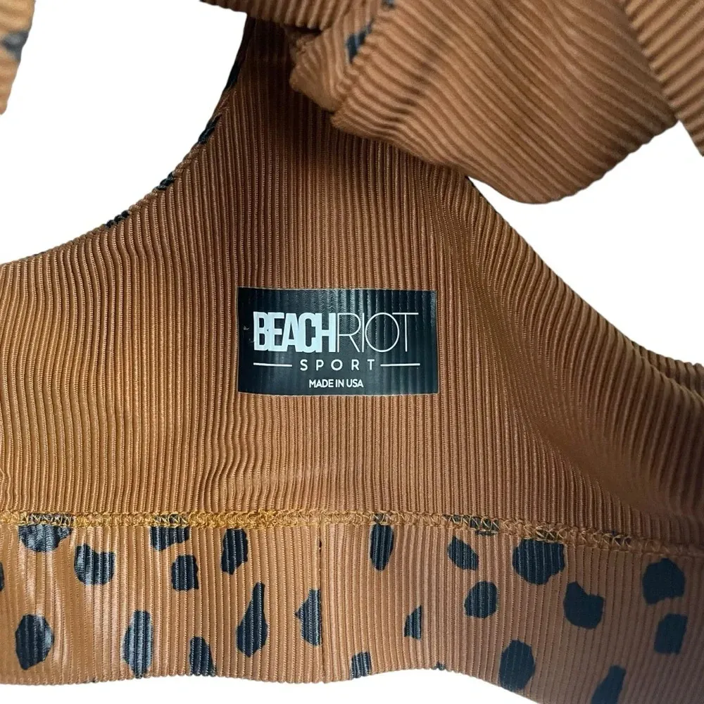 NWT Beach Riot Twist Front Spotted Sports Bra in Brown/Black Size S - Image 9