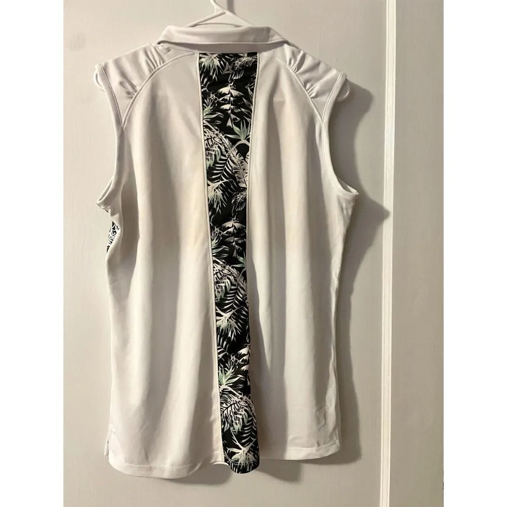 NWT Golf Sleeveless Shirt Large L Bermuda Sands Leaf Print Shirt Top Casual - Image 3