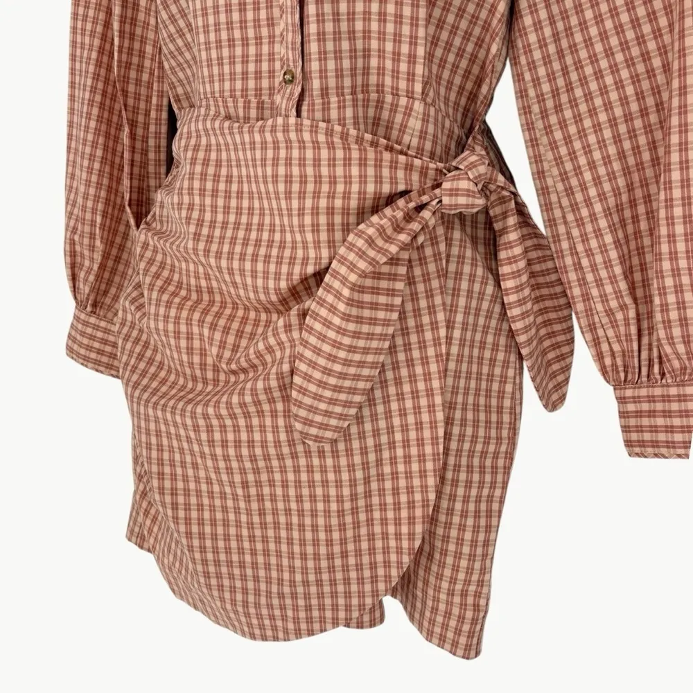 Sézane Women’s Jamey Robe Linen Blend Wrap Shirt Mini Dress | 36 (4) | Rose Pink - Image 11