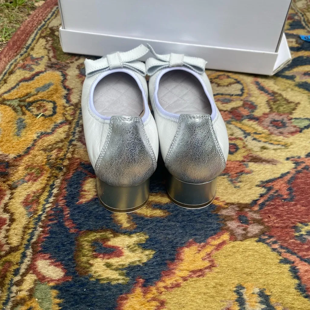 Hispanitas Silver and White White Ballet Block Heels Size 6 - Image 3