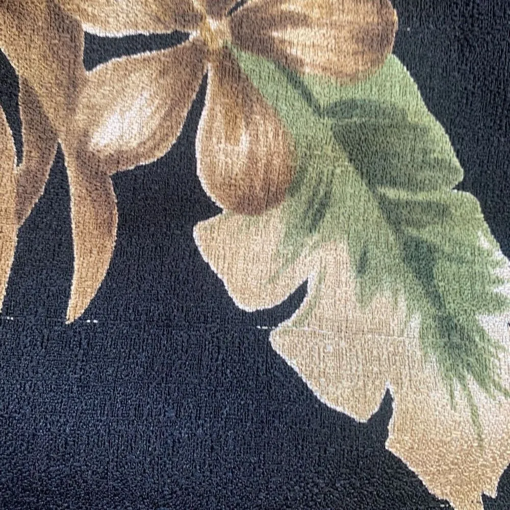 Vintage 90s Oversized Shirt Jacket Black Tropical Floral Printed Shacket Plus 16 Black - Image 9