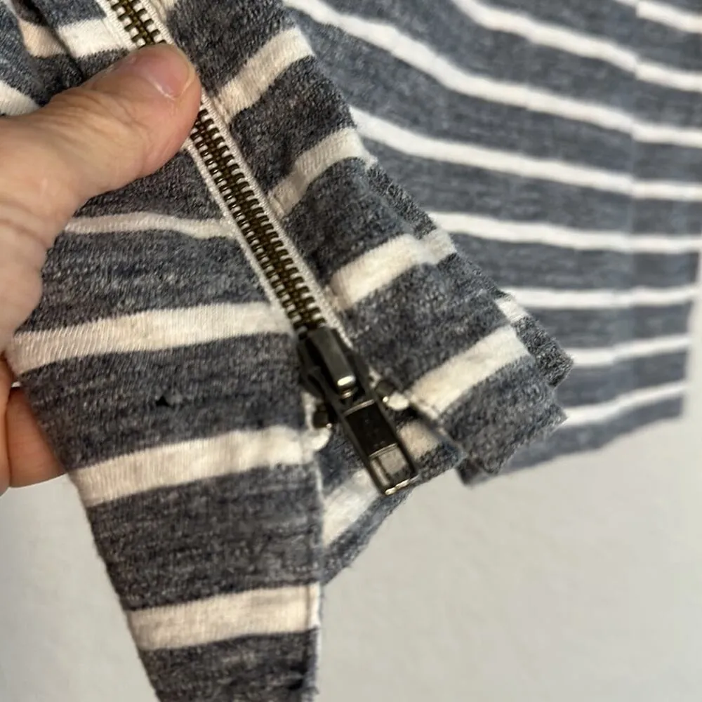 J. Crew Blue Chambray Breton Stripe Top Side Zipper Pullover Coastal Nautical - Image 5