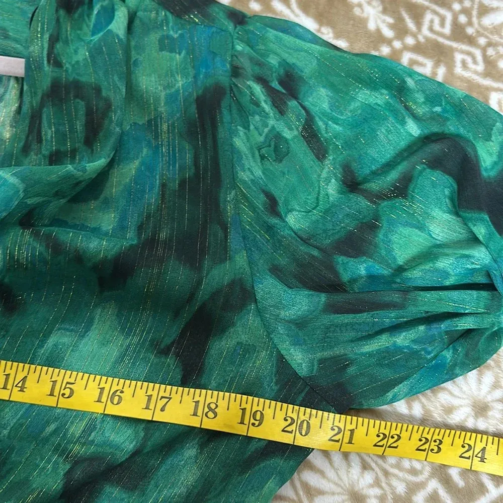 Calvin Klein Emerald Green High Low Chiffon Dress Semi Sheer lined Sz 10 - Image 11