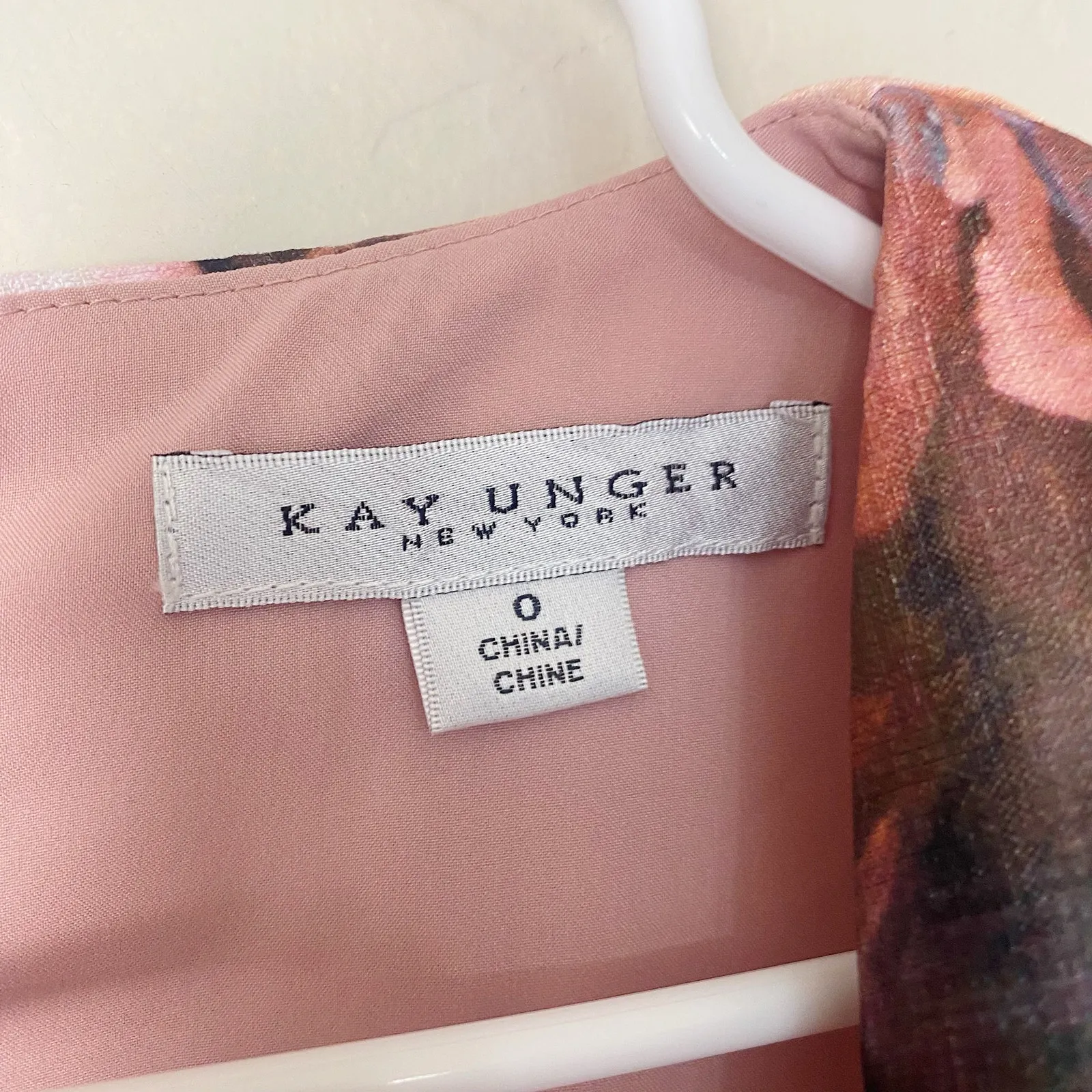 Kay Unger Lani Abstract Floral Print metallic Organza Formal Midi Dress Size 0 - Image 4