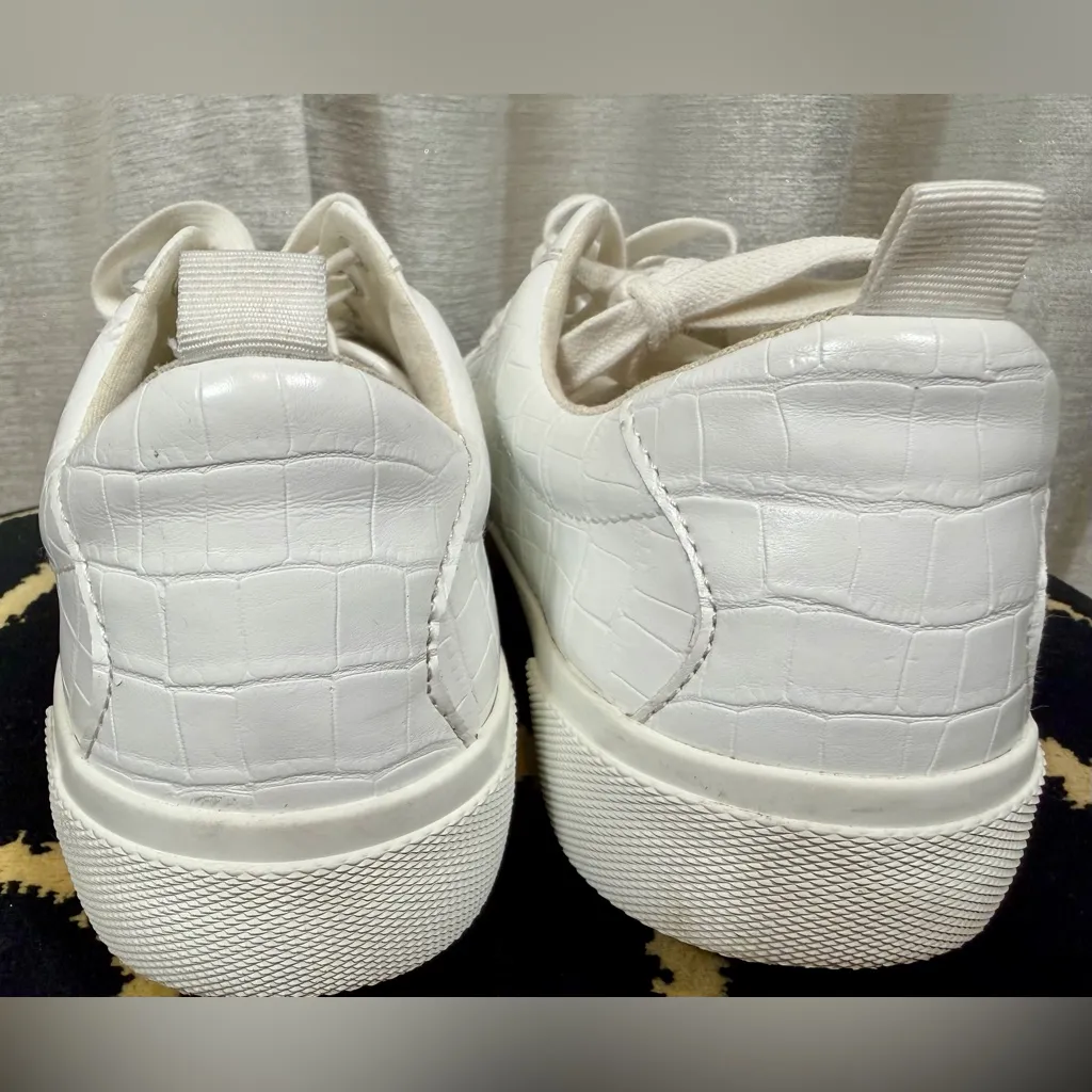 ZARA White Croc-Embossed Low Top Sneakers Women’s Size 40 (US 9.5) Faux Leather - Image 6