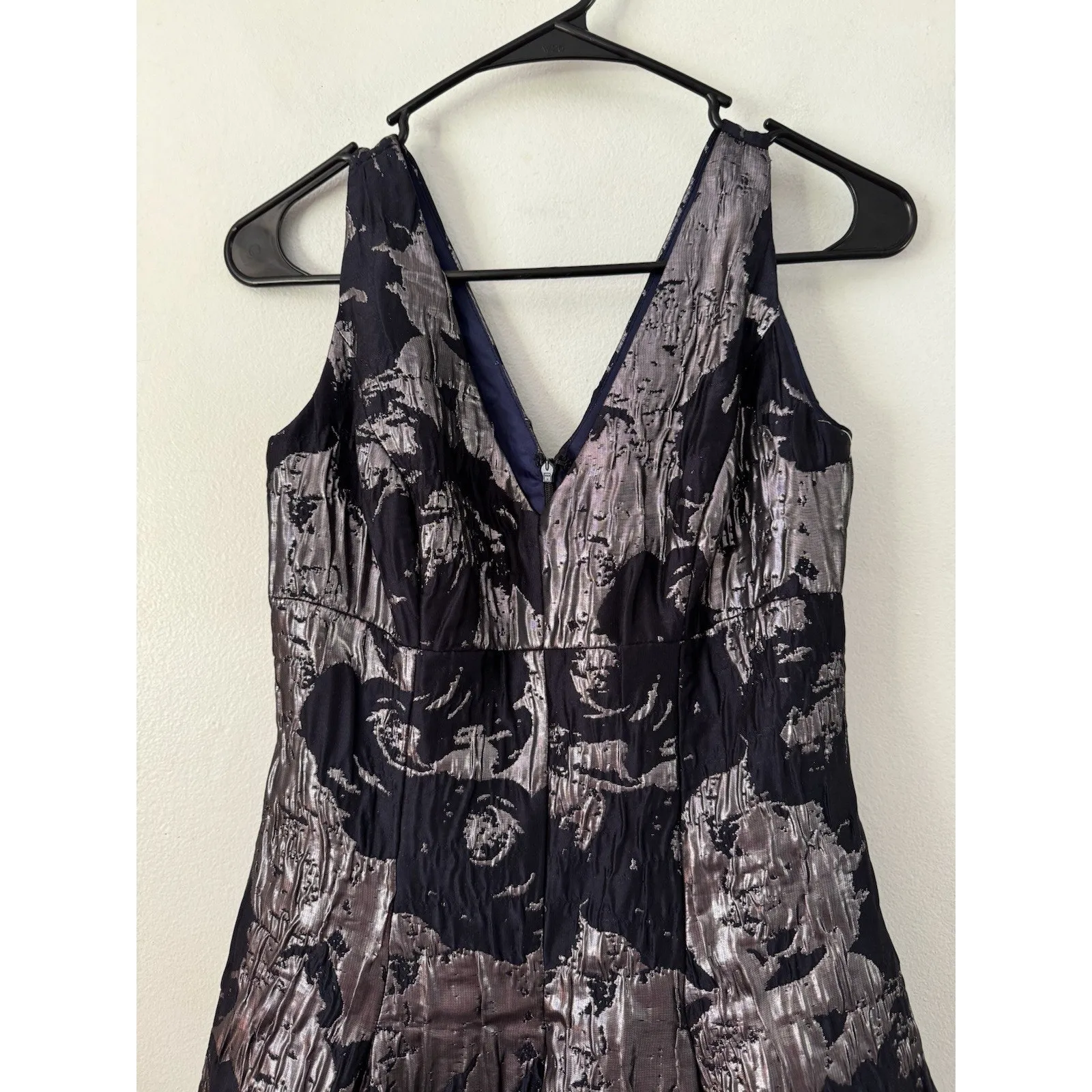 NWT Aidan Mattox Metallic Fit & Flare Dress Twilight Black Size 2 - Image 4