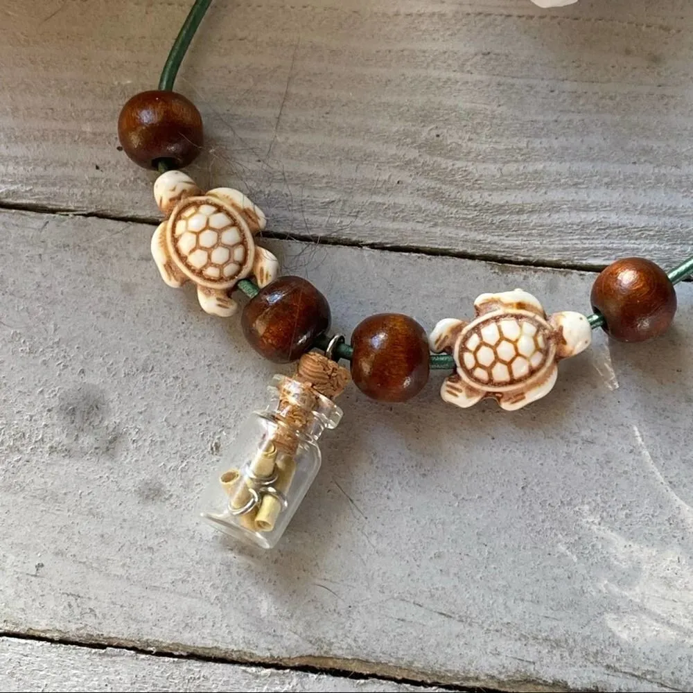 Message in a bottle Handmade Leather Cord Necklace - Image 2