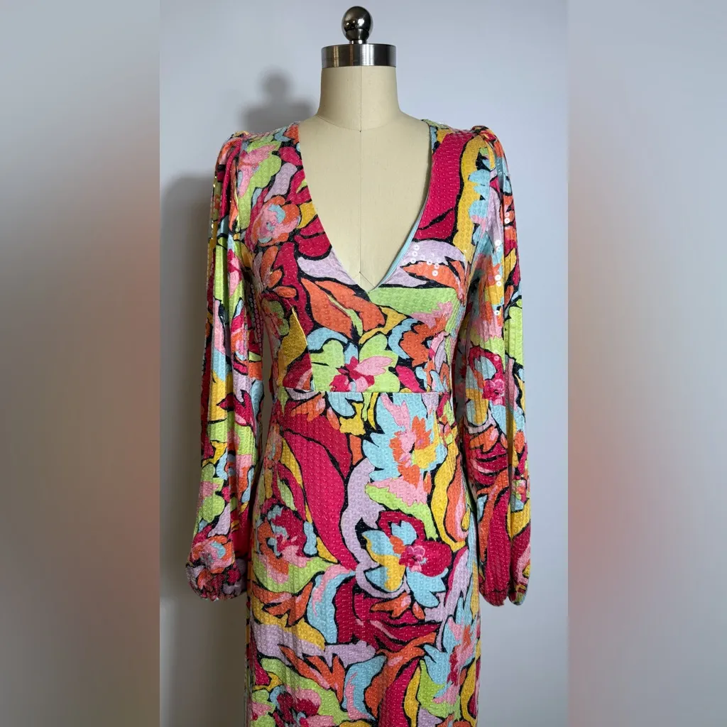 New! Show me Your Mumu Minelli Sequin Midi Dress Retro Sz Small $278‎ - Image 3