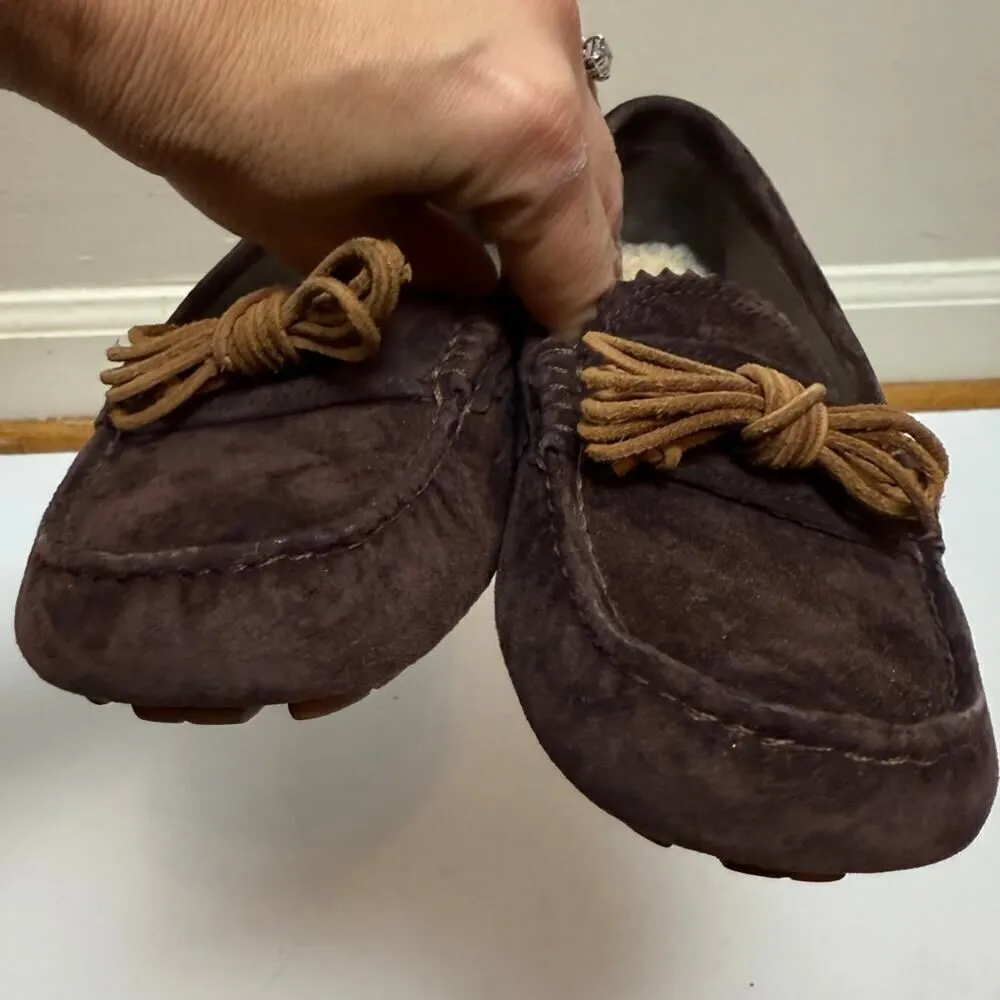 UGG Meena Java Dark Brown Suede Driver Loafers Women's Sz. 8.5 - Image 4