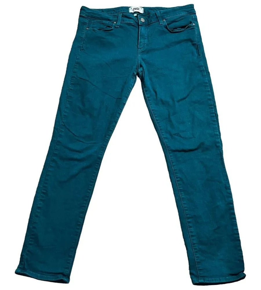 Paige Teal Skyline Ankle Peg Mid Rise Skinny Jeans Size 32 001-741849 - Image 2