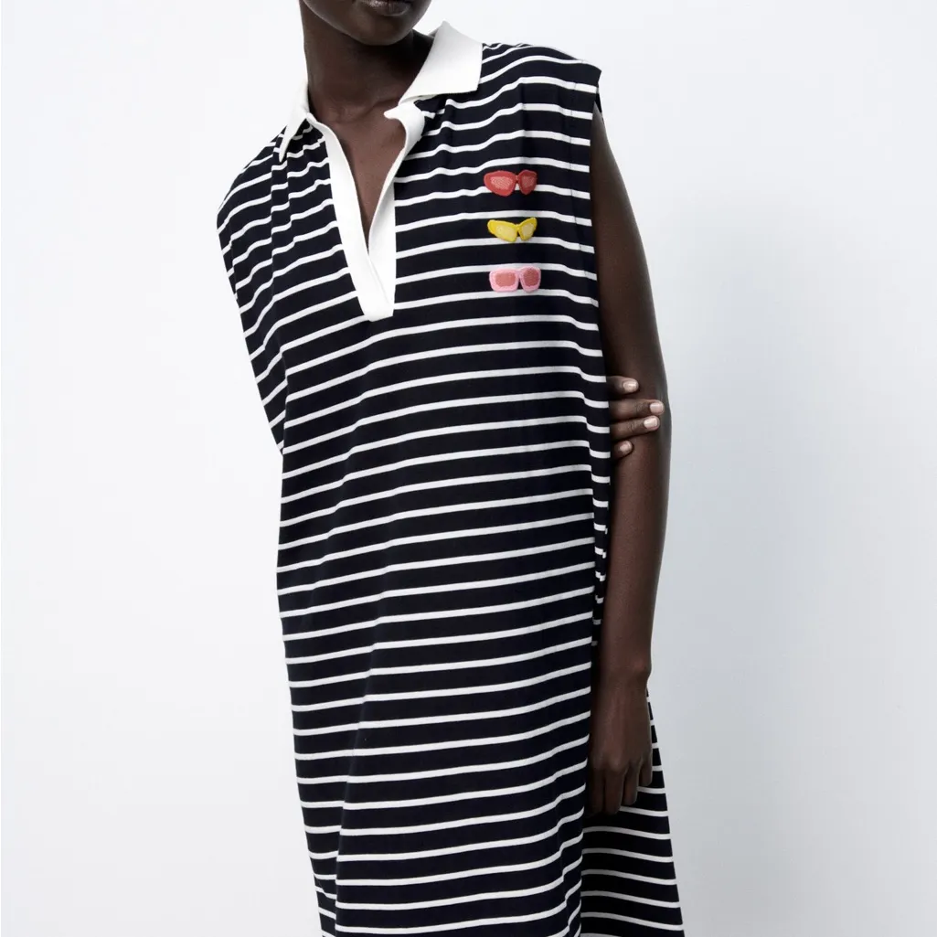 NWT ZARA NATACHA PASCHAL STRIPED DRESS POLO BLOGGERS FAV STRIPED LARGE Rugby - Image 9